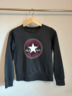 Converse Black Crewneck Sweatshirt with Pink & White Logo YOUTH Large